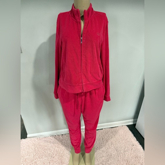Juicy Couture Tracksuit Size xl pink terry cloth jacket pant y2k vintage - Picture 1 of 5
